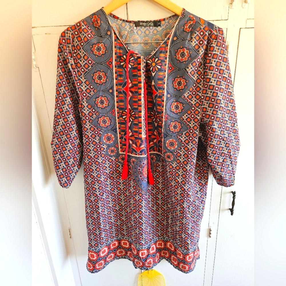 Boho lightweight dress/long blouse Size XL